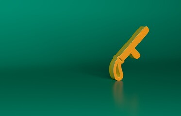 Wall Mural - Orange Police rubber baton icon isolated on green background. Rubber truncheon. Police Bat. Police equipment. Minimalism concept. 3D render illustration