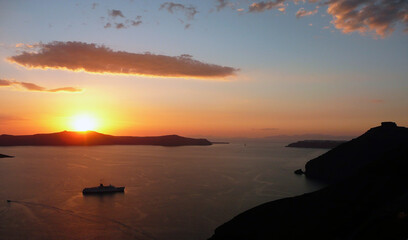 Sticker - Sunset on the island of Santorini, Greece