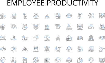  Employee productivity line icons collection. Flavorful, Nourishing, Homemade, Wholesome, Comforting, Fresh, Savory vector and linear illustration. Traditional,Hearty,Rustic outline signs set