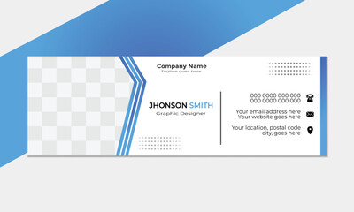 Wall Mural - blue color simple business email signature  design ,