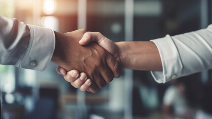 Businessman handshake showing teamwork, Deal agreement between businessmen in suits