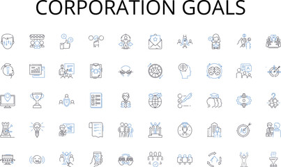  Corporation goals line icons collection. Attitudes, Conformity, Persuasion, Prejudice, Stereotypes, Self-esteem, Empathy vector and linear illustration. Aggression,Altruism,Cognition outline signs set