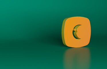 Sticker - Orange Moon and stars icon isolated on green background. Cloudy night sign. Sleep dreams symbol. Full moon. Night or bed time sign. Minimalism concept. 3D render illustration