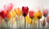 Fototapeta Tulipany -  a group of red and yellow tulips with a white background.  generative ai