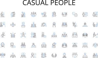  Casual people line icons collection. Innovation, Technology, Wireless, Smart, Portable, Convenience, Futuristic vector and linear illustration. Advanced,Efficiency,Modern outline signs set