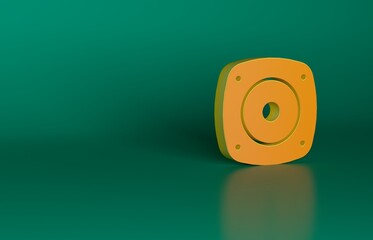 Sticker - Orange Stereo speaker icon isolated on green background. Sound system speakers. Music icon. Musical column speaker bass equipment. Minimalism concept. 3D render illustration