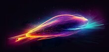 Explore The Dark Depths Of Space With This AI-generated, Painterly Wallpaper Of A Spaceship Flying Through The Abyss. Dark Magenta And Light Amber, Light Cyan And Orange Colors Create A Unique