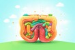 Stomach. Cute cartoon healthy human anatomy internal organ character set with brain lung intestine heart kidney liver and stomach mascots. parts of living body organs in animated form.  Generative AI