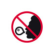 No chewing gum prohibited sign, no blow a bubble forbidden modern round sticker, vector illustration