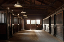 A Stable With Well-groomed Horses. Generative AI.