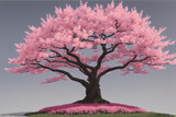 Fototapeta Sypialnia - Spring time in nature with blooming tree. Blossoming cherry sakura tree, generative ai image