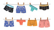 Underwear apparel clothesline accessory bikini concept. Vector graphic design illustration
