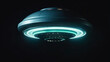 © Alex - UFO flying in the dark, close-up, 3d illustration generative ai