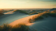 Sand dunes in the desert at sunset. 3d render. generative ai