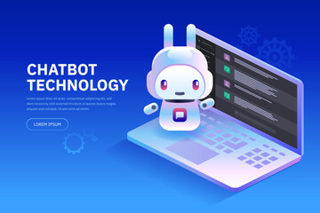 Poster - chatbot technology cute cartoon robot ai content generator technology and engineering ai chat bot ba