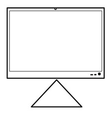 Illustration, modern technology, monitor, screen for pc, with its corresponding buttons and small webcam.