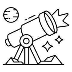 A space research tool icon, linear design of telescope