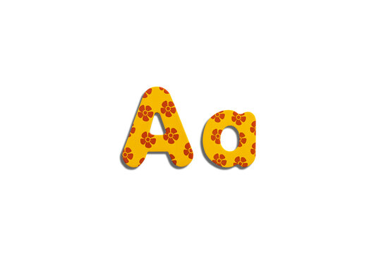 Alphabet letter A on a white isolated background. Top view, flat lay