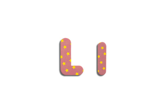 Alphabet letter L on a white isolated background. Top view, flat lay
