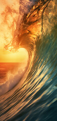 Wall Mural - tidal wave on the beach in the water