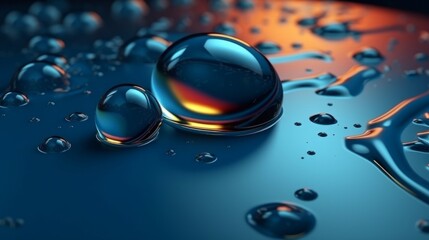 Poster - A close up of water droplets on a surface. Generative ai