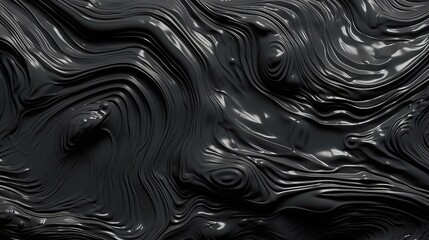 Aufkleber - An abstract black background with wavy lines. Generative ai