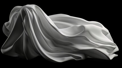 Poster - 3d abstract white cloth flying fabric dynamic textile. Generative ai