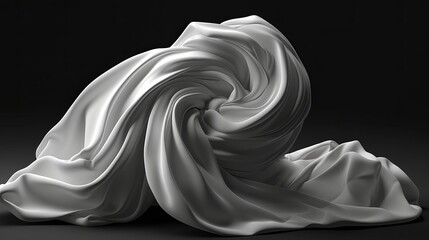 Poster - 3d abstract white cloth flying fabric dynamic textile. Generative ai