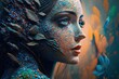 Pointillism beautiful woman by Karol Bakowl photography. Generative AI AIG15.