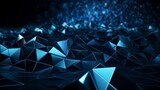 Fototapeta Przestrzenne - Blue triangles in a dark background. Generative ai