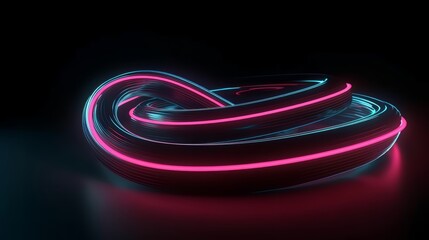 Aufkleber - A neon light sculpture on a dark background. Generative ai