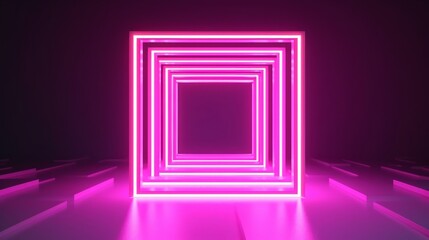 Poster - A minimalist room with a vibrant neon light installation as the centerpiece. Generative ai