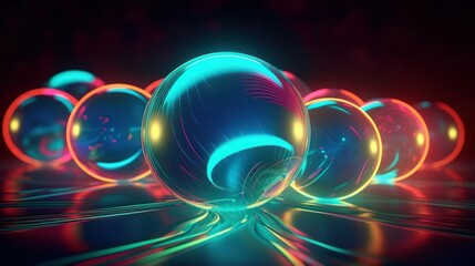 Poster - Glowing orbs on a dark background. Generative ai