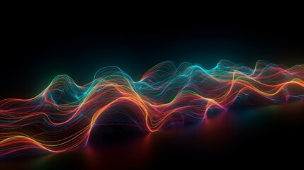 Aufkleber - A vibrant wave of light against a dark backdrop. Generative ai