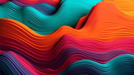 Aufkleber - Colorful Abstract Background with Wavy Lines. Generative ai