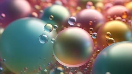 Poster - Colorful bubbles floating freely in the air. Generative ai