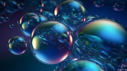 Poster - Soap bubbles floating in the air. Generative ai