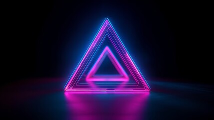 Poster - A triangular shaped object glowing in the darkness. Generative ai