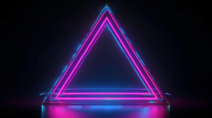 Poster - A neon pink triangle on a black background. Generative ai