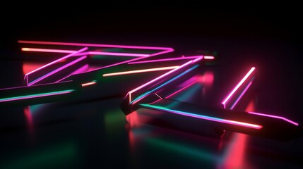 Aufkleber - Multi-colored neon lights shining on a dark background. Generative ai