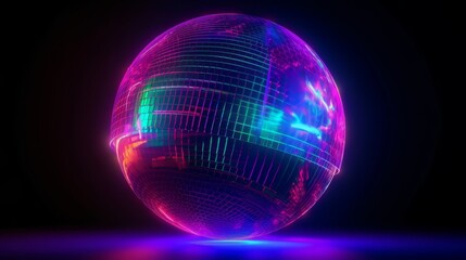 Aufkleber - A sparkling disco ball on a dark backdrop. Generative ai