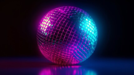 Aufkleber - A disco ball reflecting colorful lights on a shiny surface. Generative ai