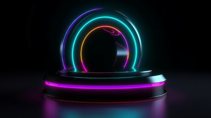 Aufkleber - A neon object glowing brightly against a dark background. Generative ai