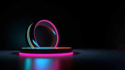 Aufkleber - A glowing circular object in a dark environment. Generative ai