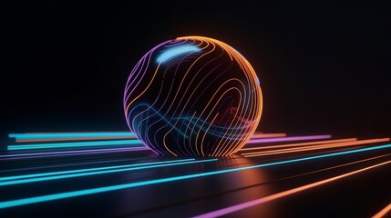 Aufkleber - A glowing orb on a dark background. Generative ai