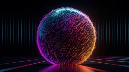 Poster - A neon sphere on a dark backdrop. Generative ai