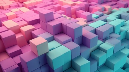 Aufkleber - A colorful abstract sculpture made of various sized cubes. Generative ai