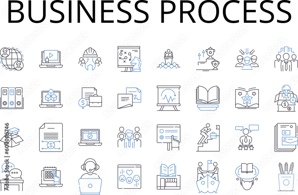 Business process line icons collection. Production line, Operational ...