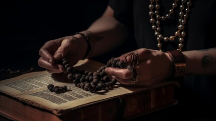 person holding rosary and religious book Eid al Adha the Feast of Sacrifice Generative AI