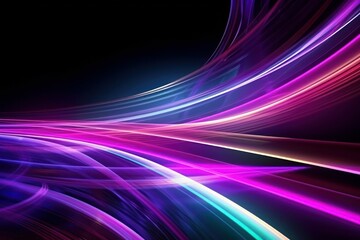 Spectrum neon lights abstract background. Futuristic curves. AI generated, human enhanced